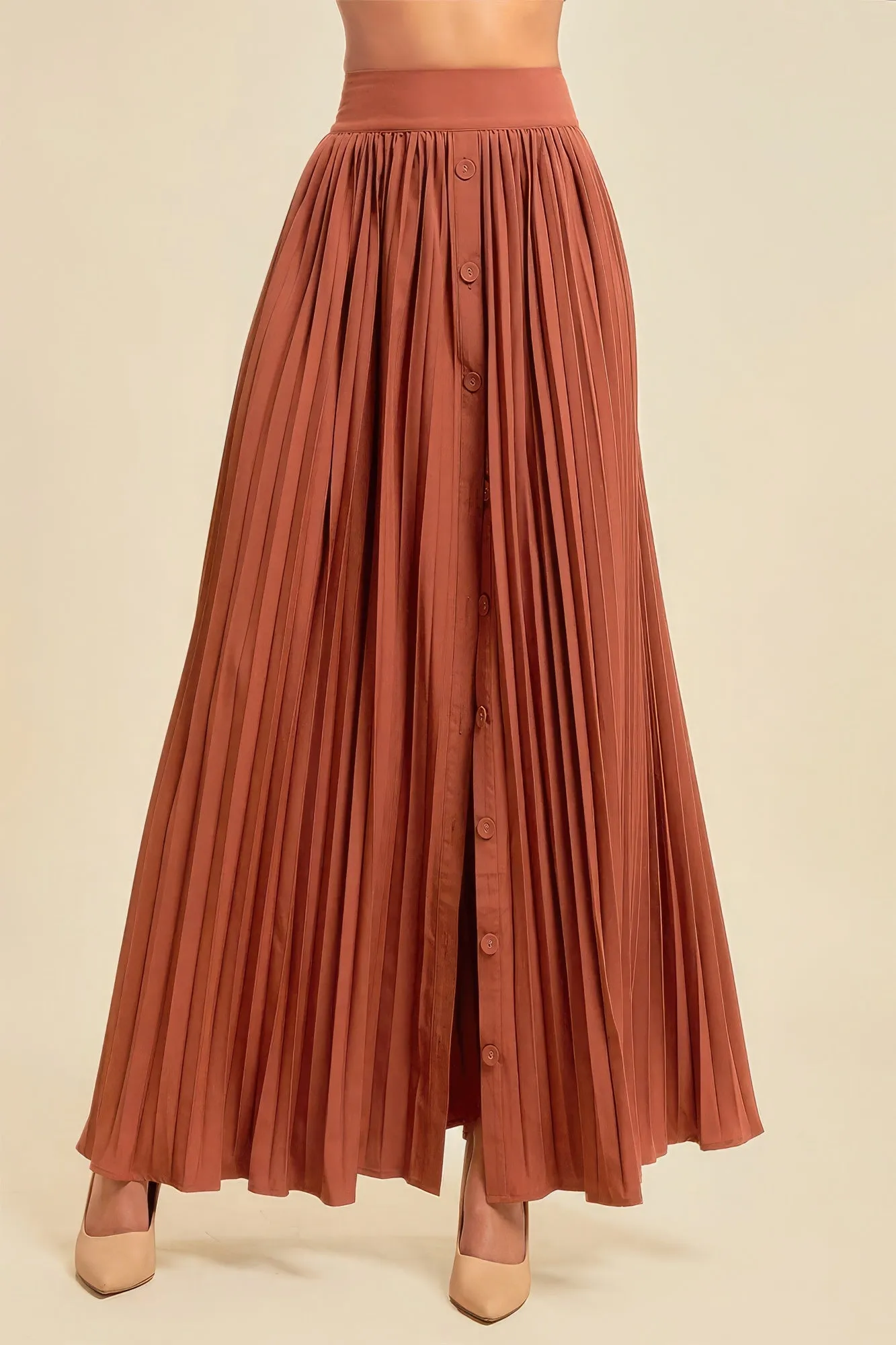 Pleated Skirt With Buttons And Pockets