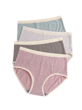 Plus Size Women Solid Color Graphene Antibacterial Cozy High Waist Panties