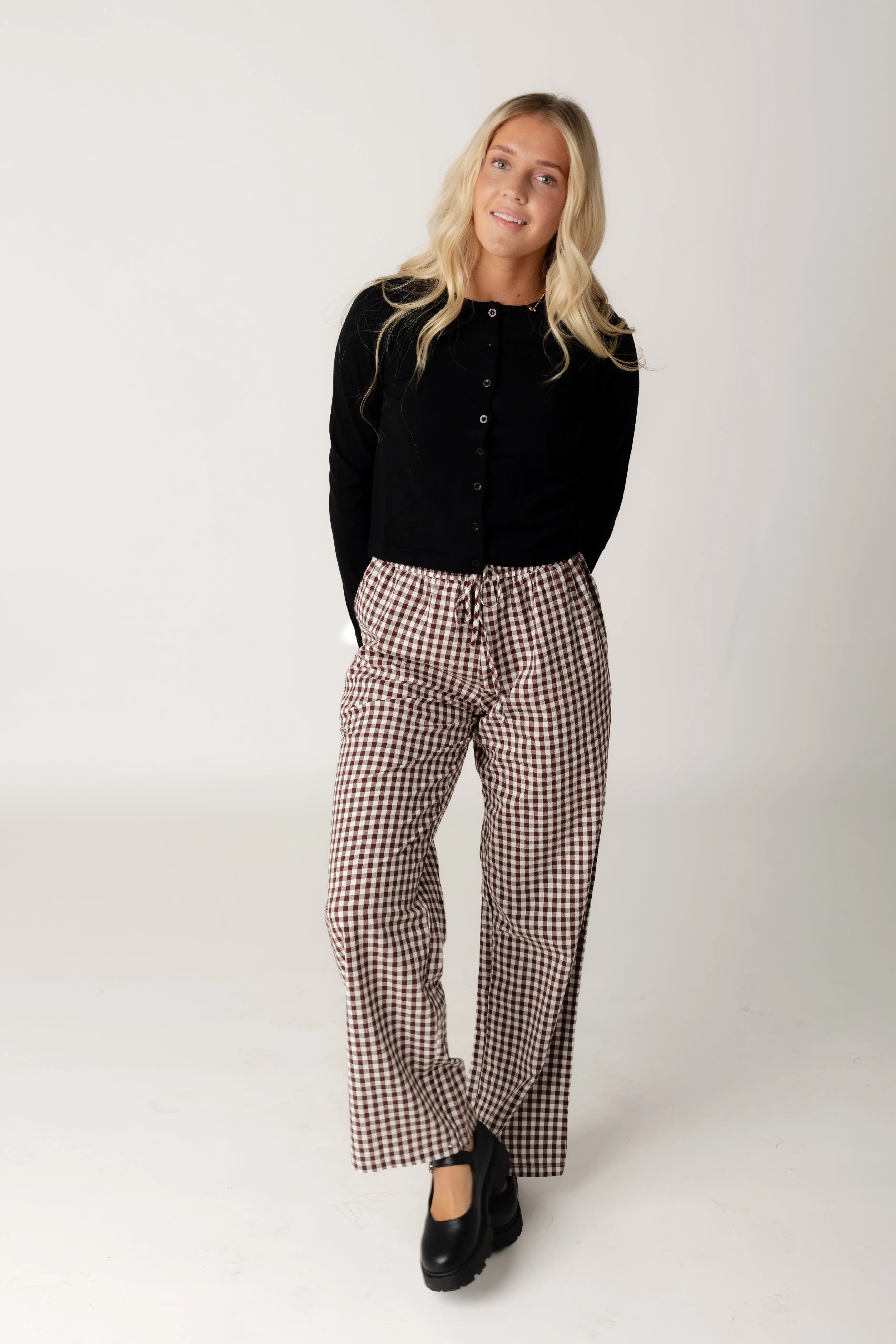 Preppy Poplin Gingham Pants -Fall