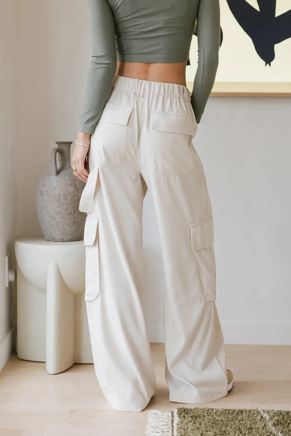 Quinn Utility Pants in Cream - FINAL SALE