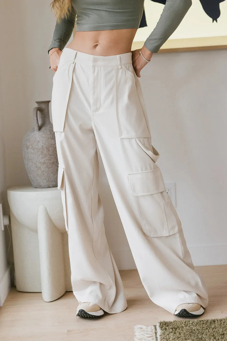 Quinn Utility Pants in Cream - FINAL SALE