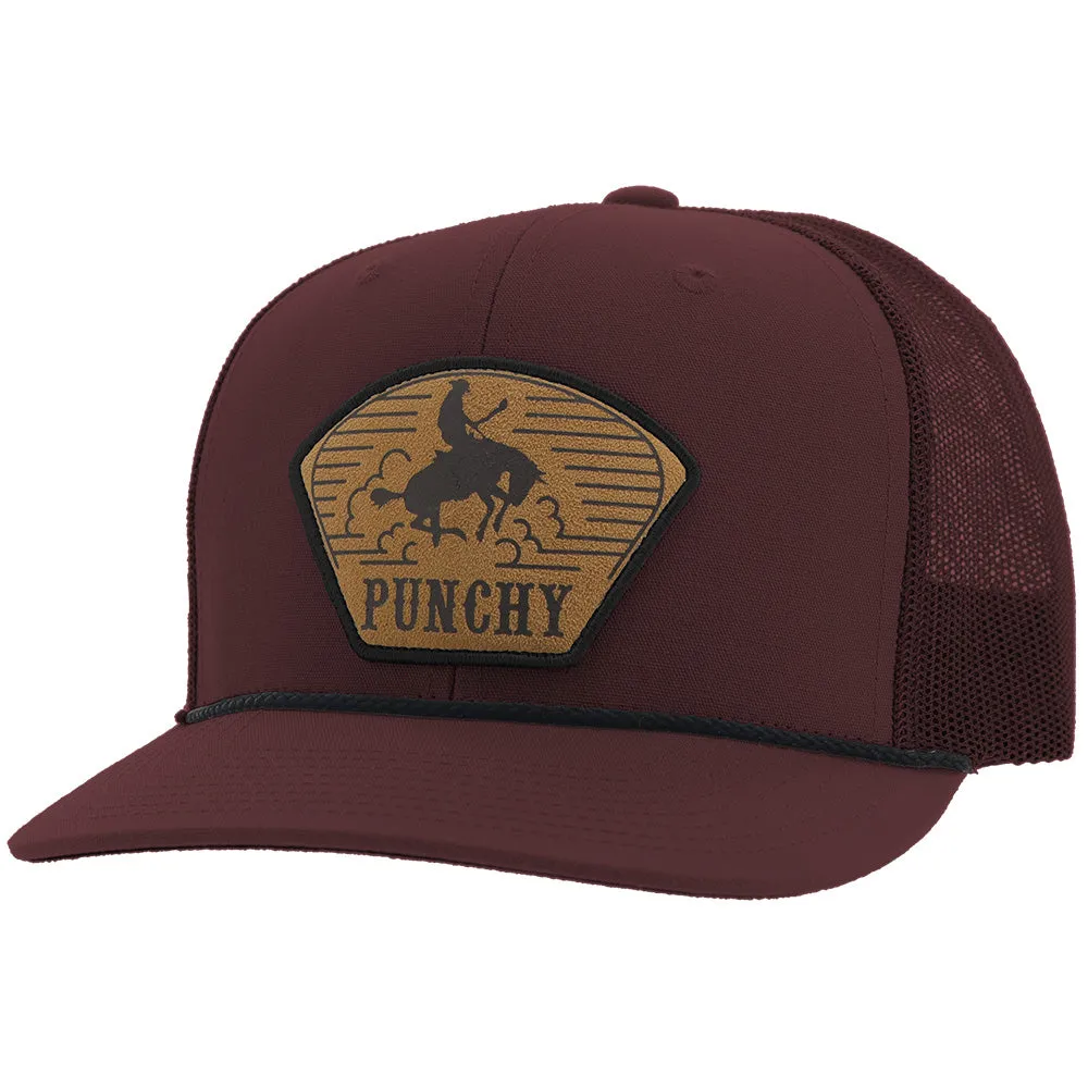 "Cavvy" Punchy Hat Maroon w/Leather Patch