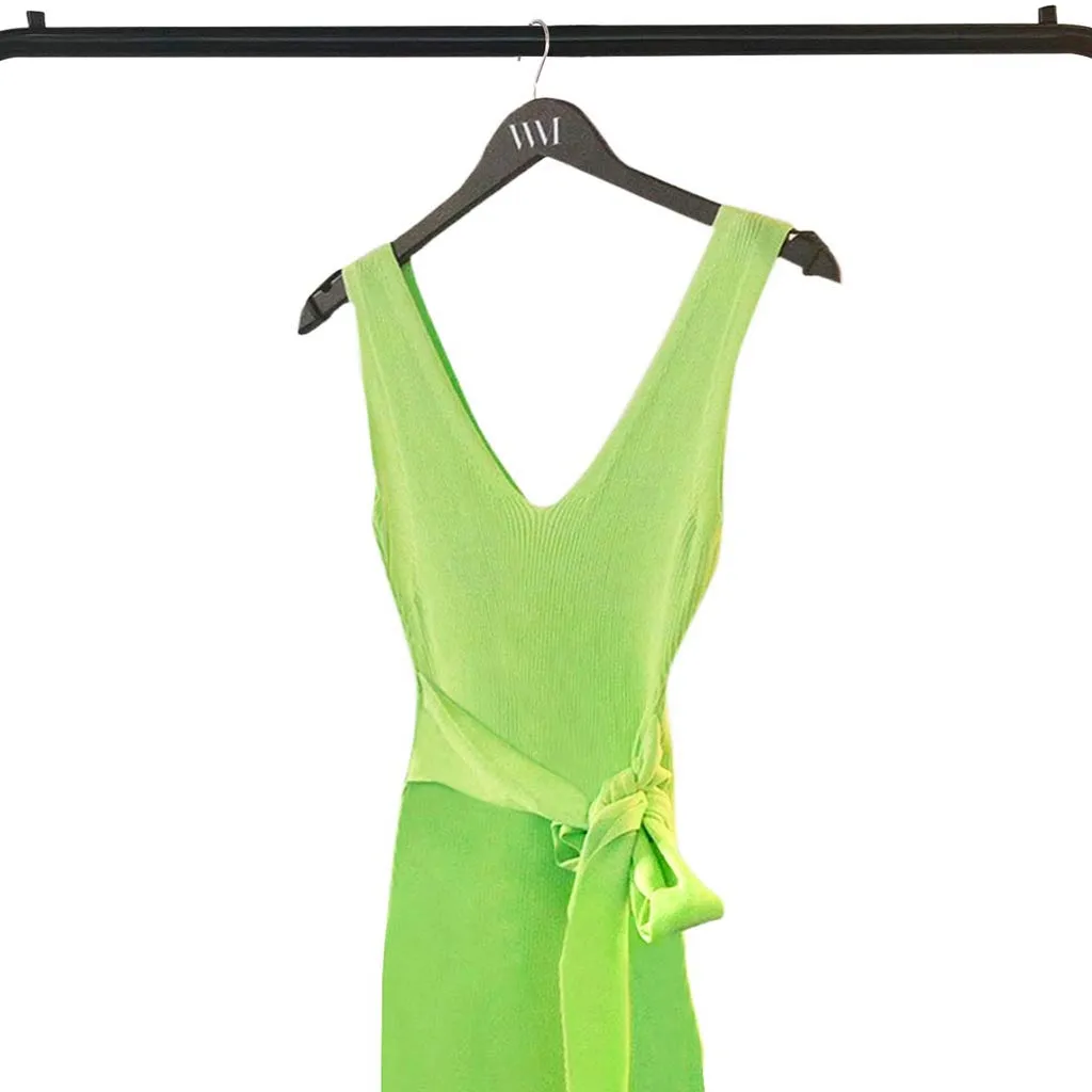 Resort Collection Ribbed Bodycon Dress in lime