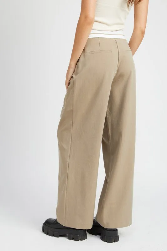 Reverse waist band tailored pants