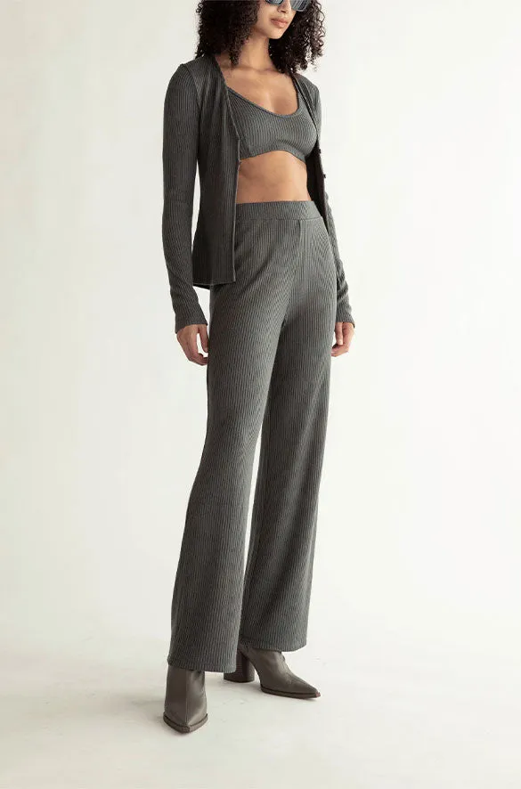 RIB-KNIT STRAIGHT LEG PANT