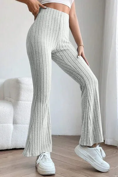 Ribbed High Waist Flare Pants