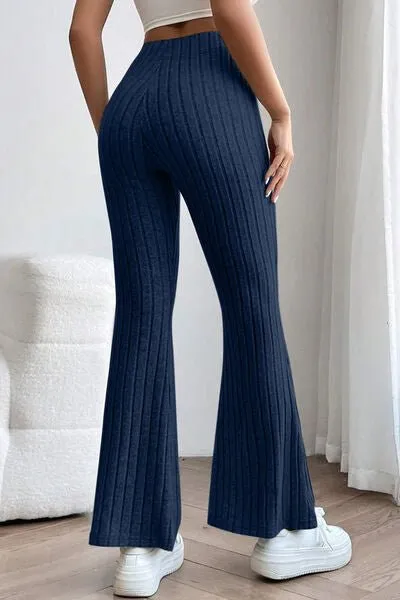 Ribbed High Waist Flare Pants