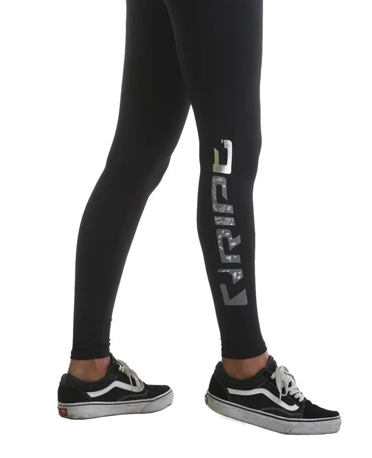 RIPT Performance Leggings with Metallic Print - Black