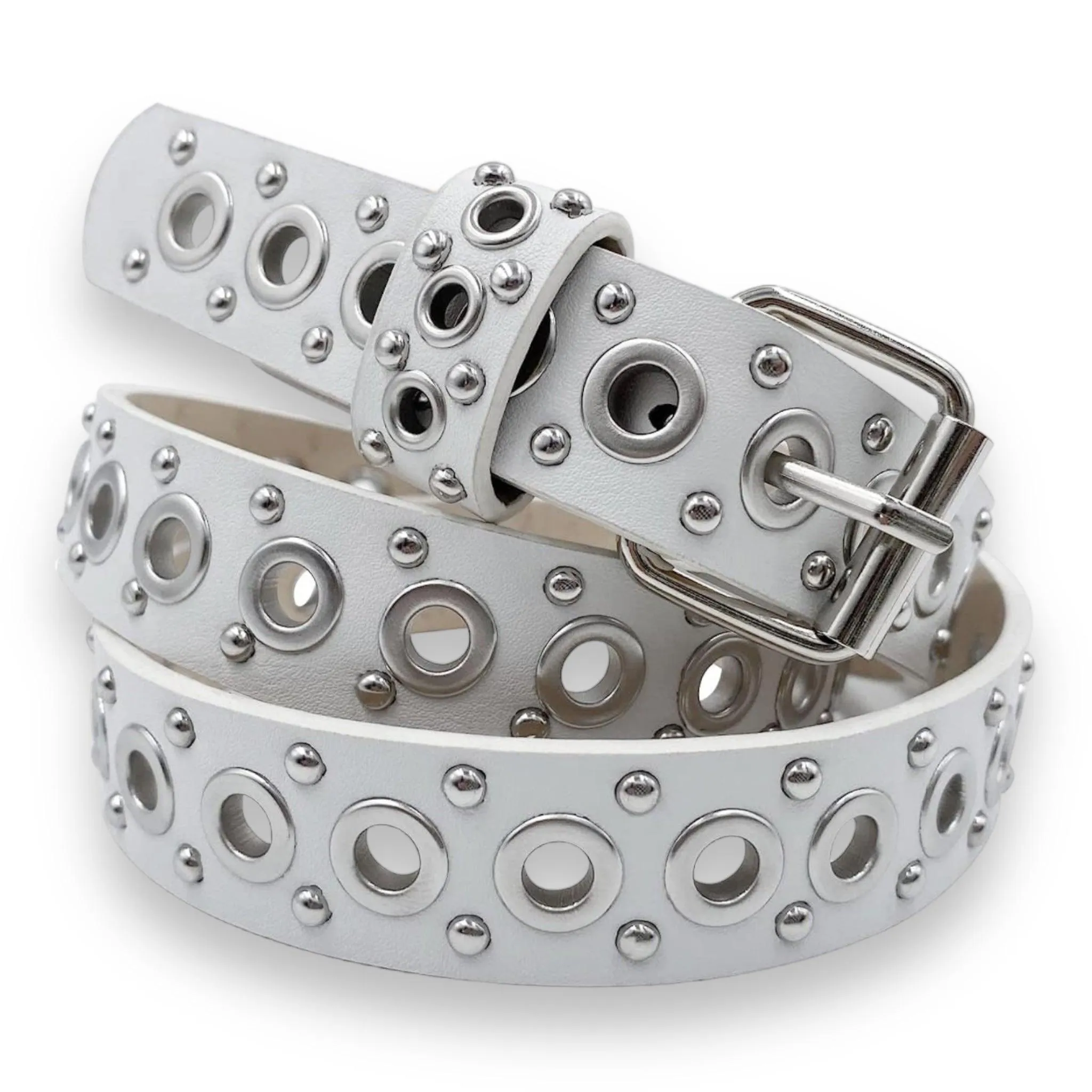 Rocker Silver Studded Grommet Belt