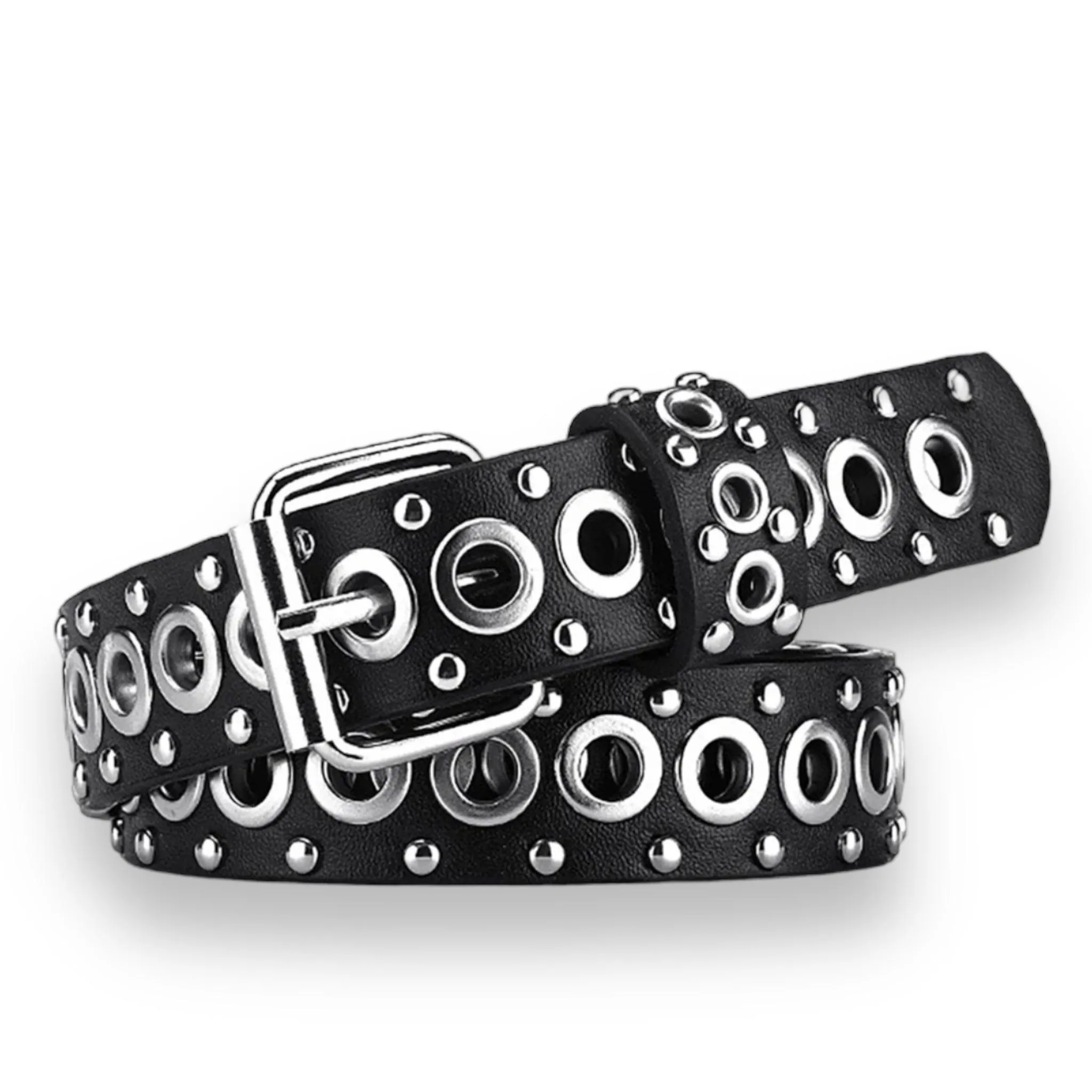 Rocker Silver Studded Grommet Belt