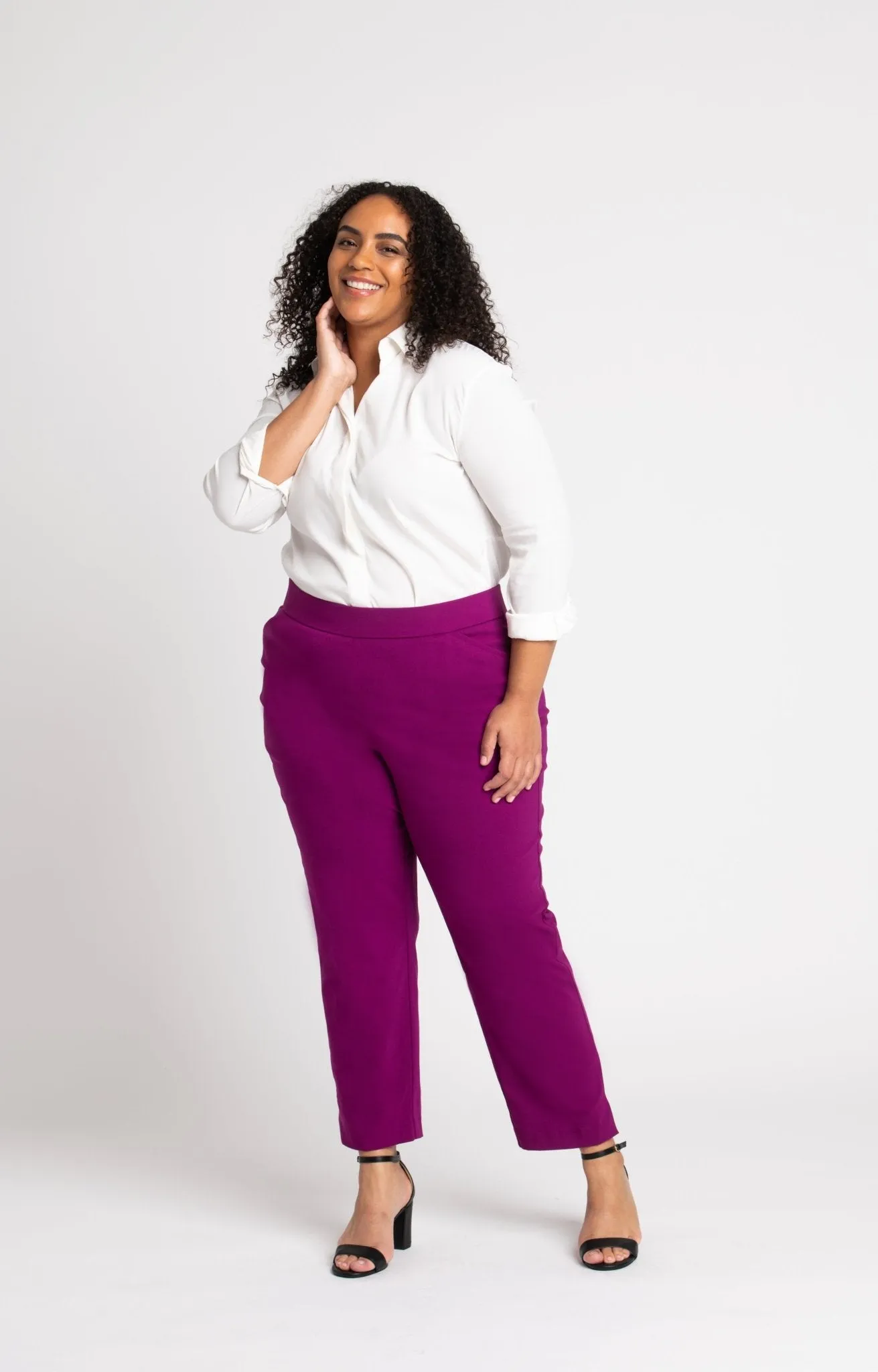 Roz & Ali Superstretch Magenta Pull On Ankle Pants - Plus