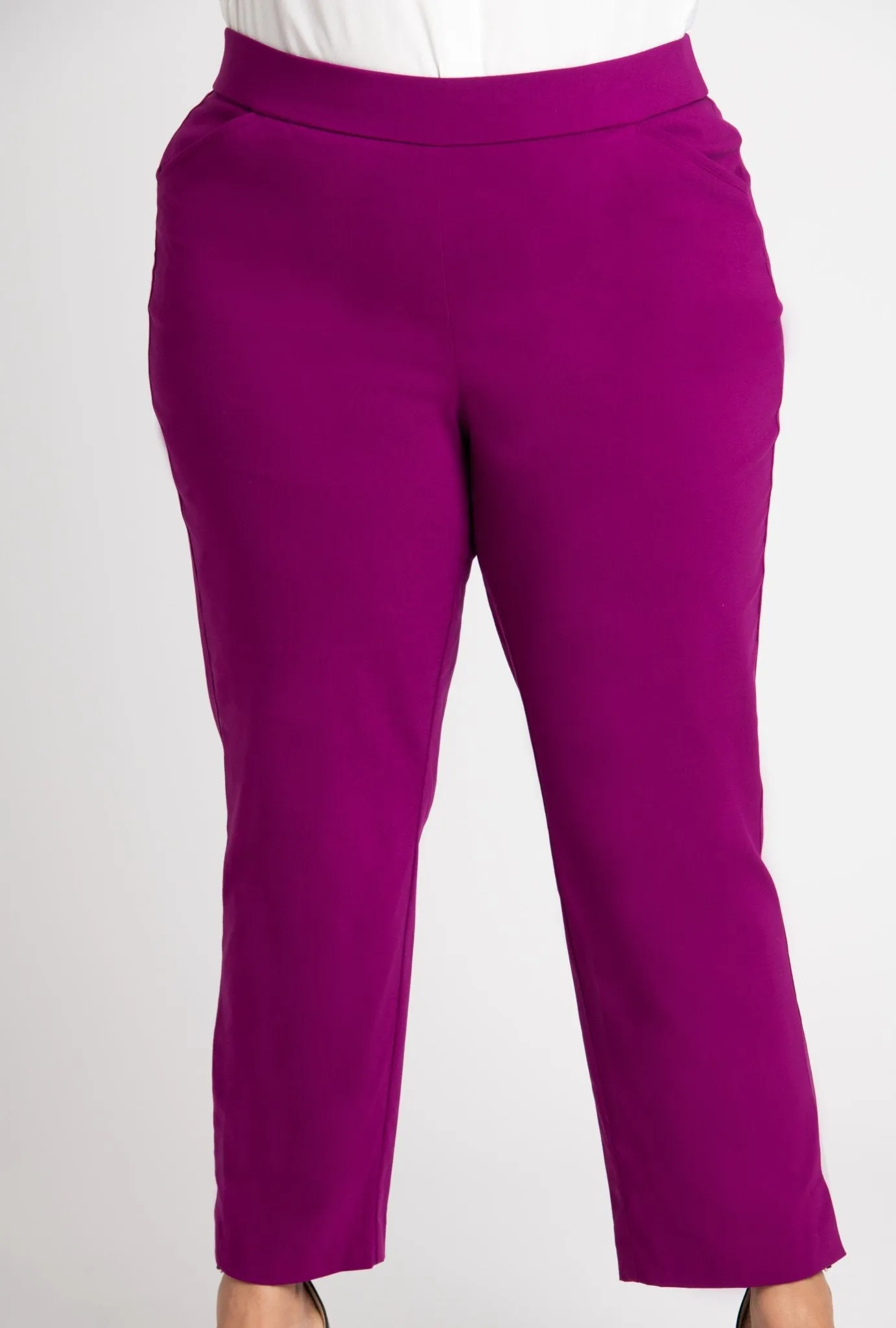 Roz & Ali Superstretch Magenta Pull On Ankle Pants - Plus