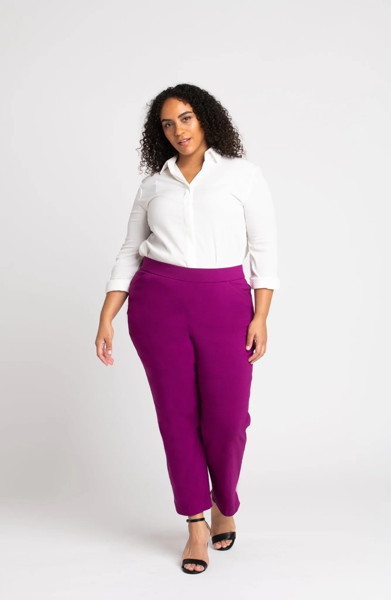 Roz & Ali Superstretch Magenta Pull On Ankle Pants - Plus