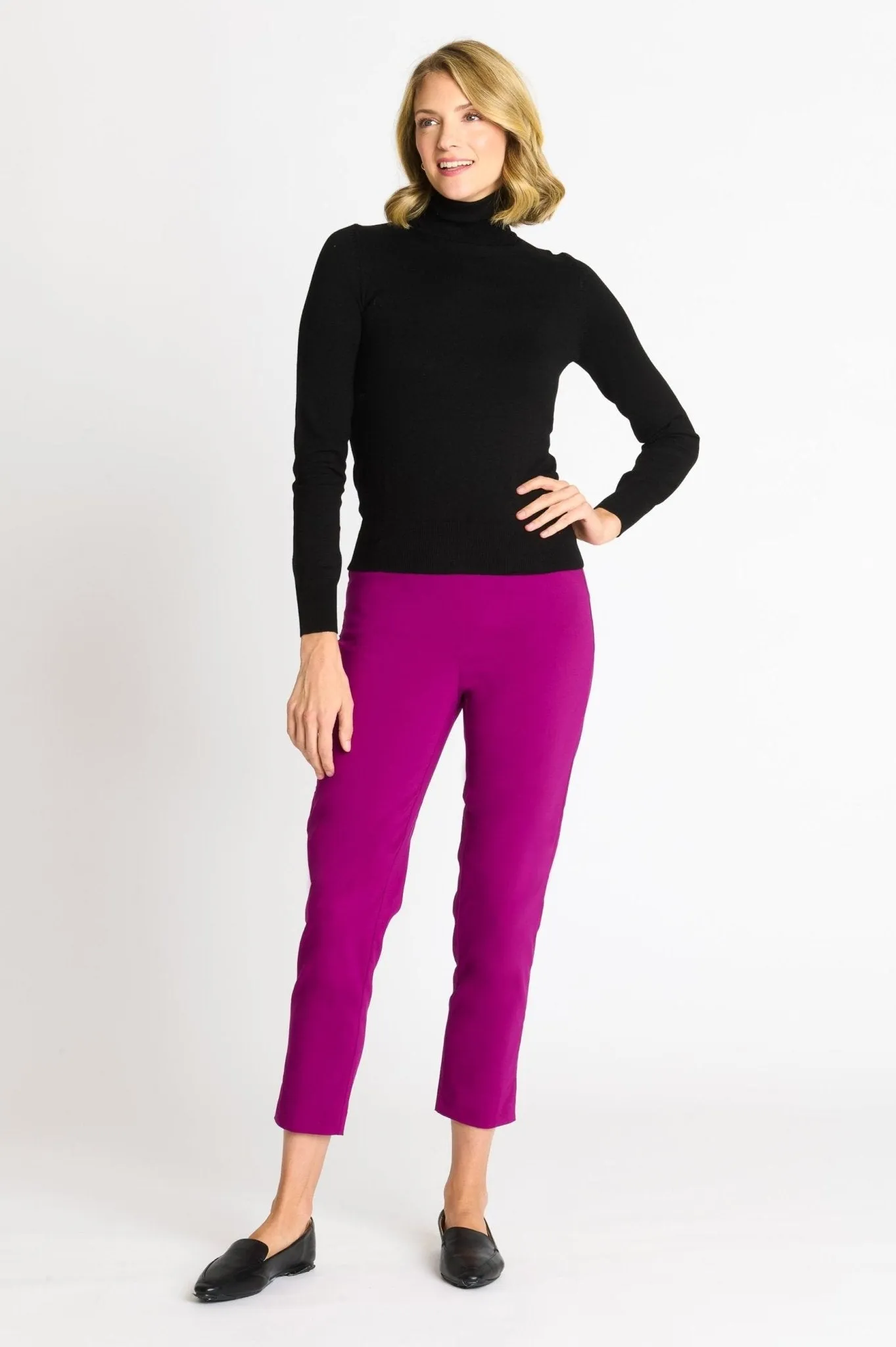 Roz & Ali Superstretch Magenta Pull On Ankle Pants - Plus