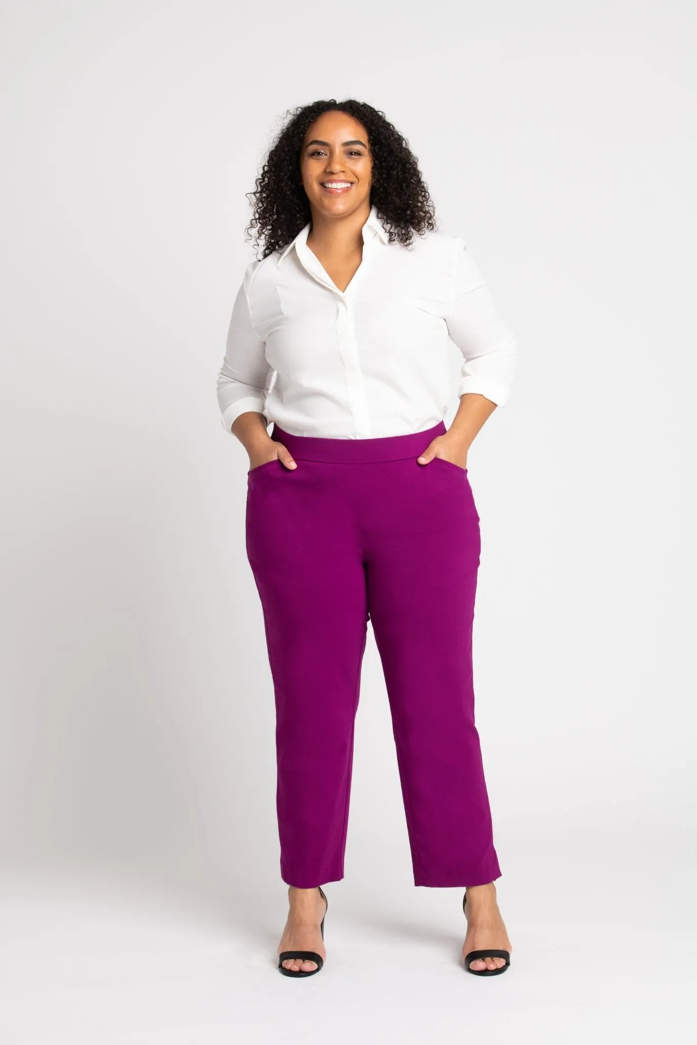 Roz & Ali Superstretch Magenta Pull On Ankle Pants - Plus