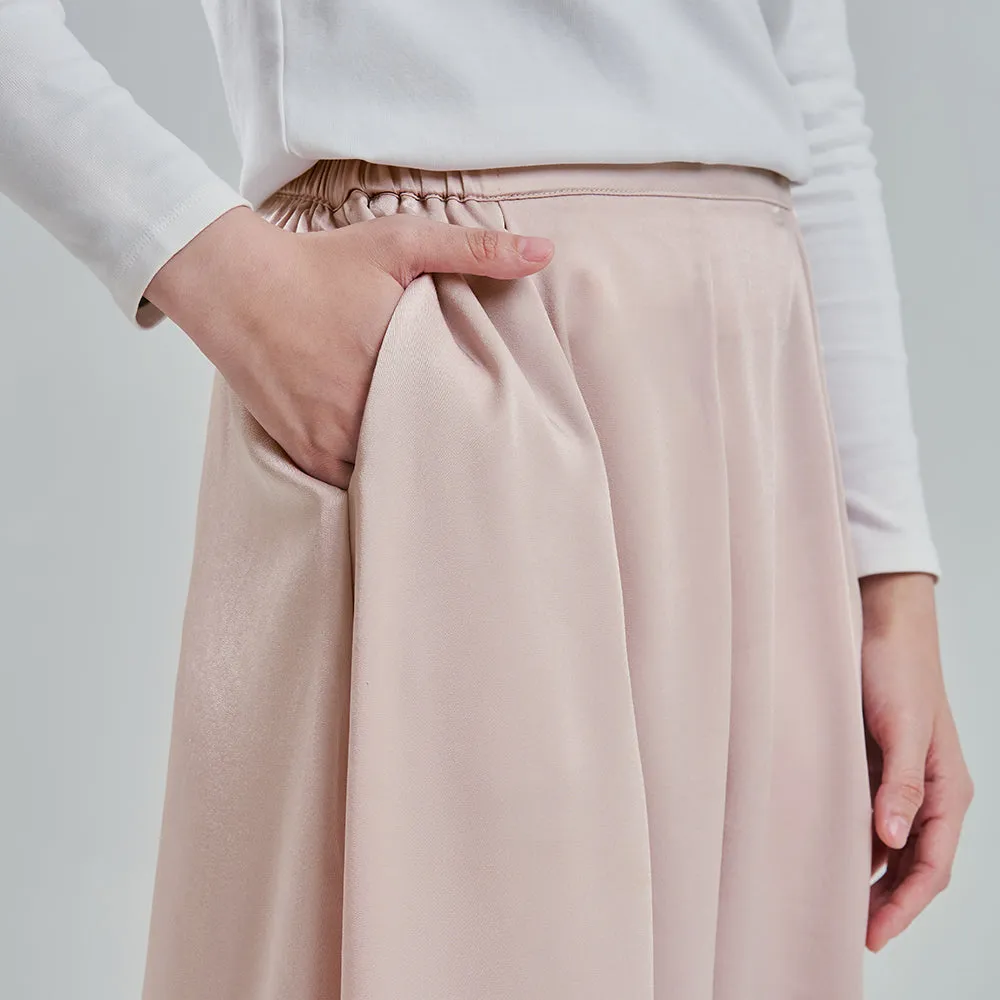 Satin Wide Pants - Pale Brown