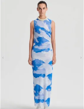 Scanlan Theodore Cloud Print Dress in Blue