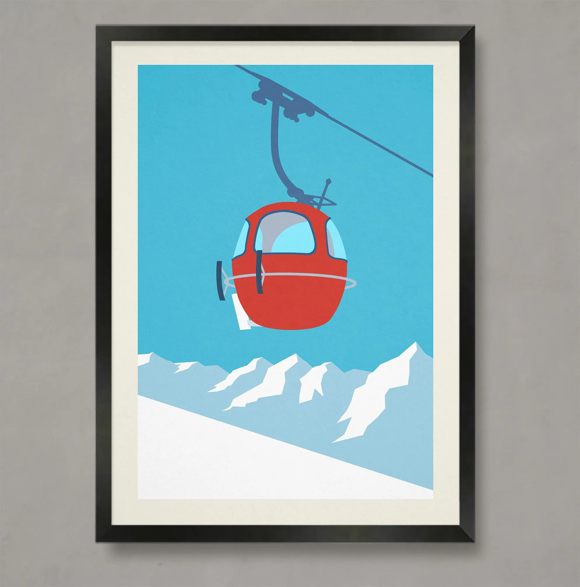 Set of 3 unframed minimalistic ski lift prints, Set of 3 unframed ski lift posters