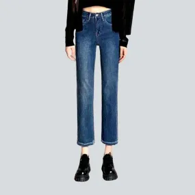 Short women's high-waist jeans