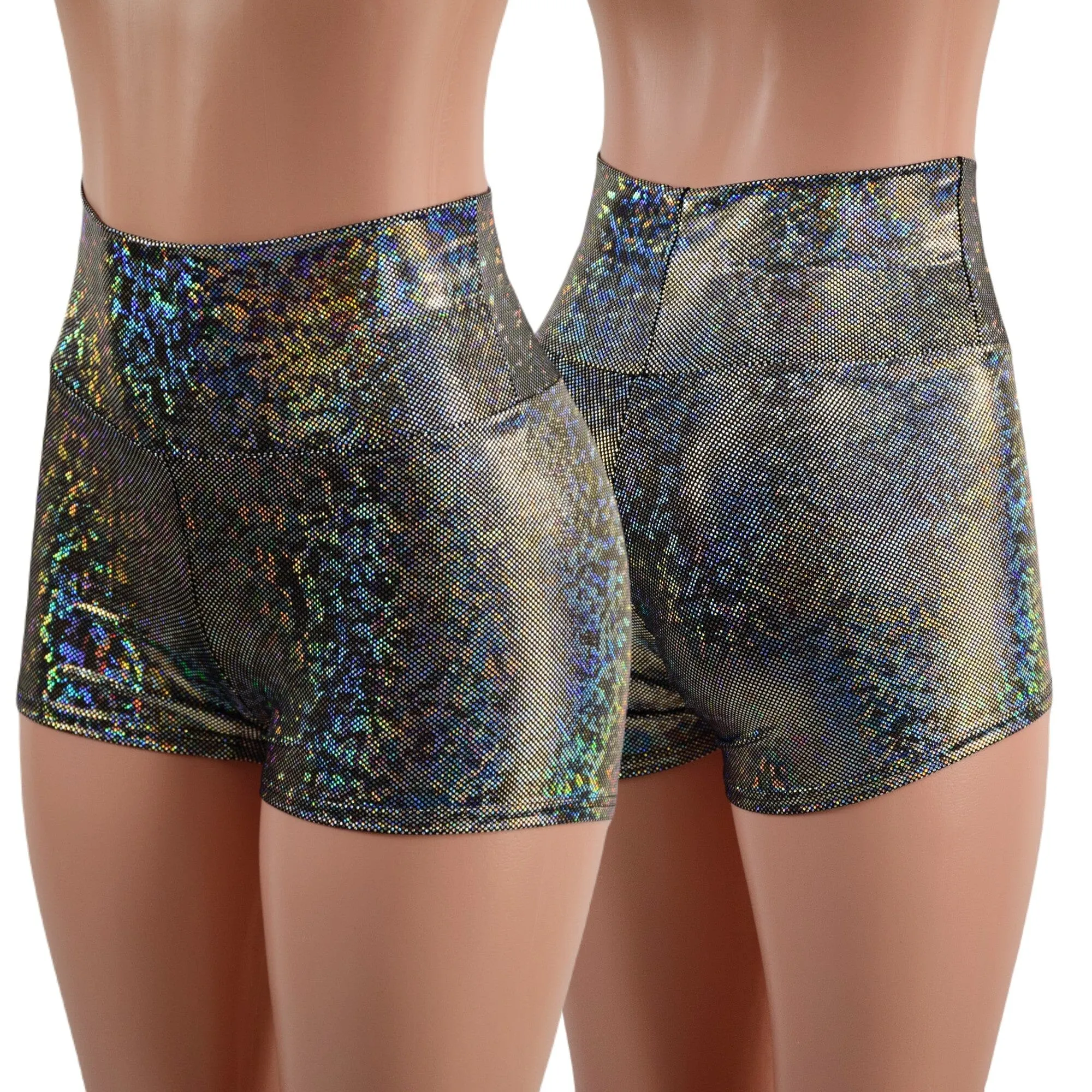 Silver Kaleidoscope High Waist Shorts