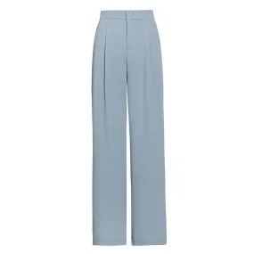 Solid Spliced Folds Minimalist Casual Wide Leg Pants For Women High Waist Patchwork Button Trouser Female Fashion