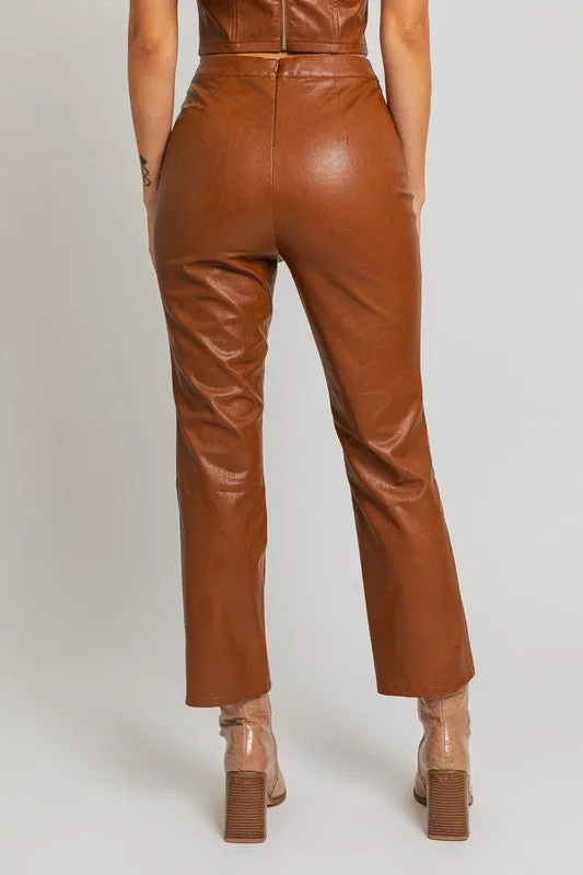 STRAIGHT PU LEATHER PANTS