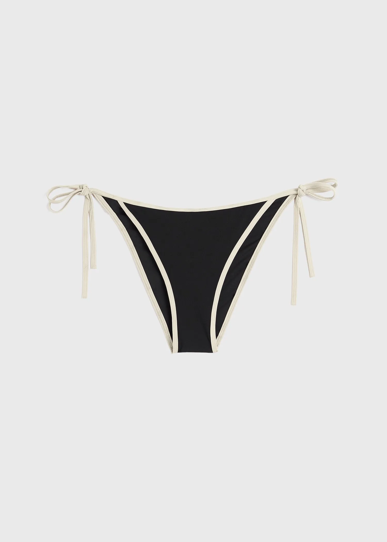 Stripe tie bikini bottoms black