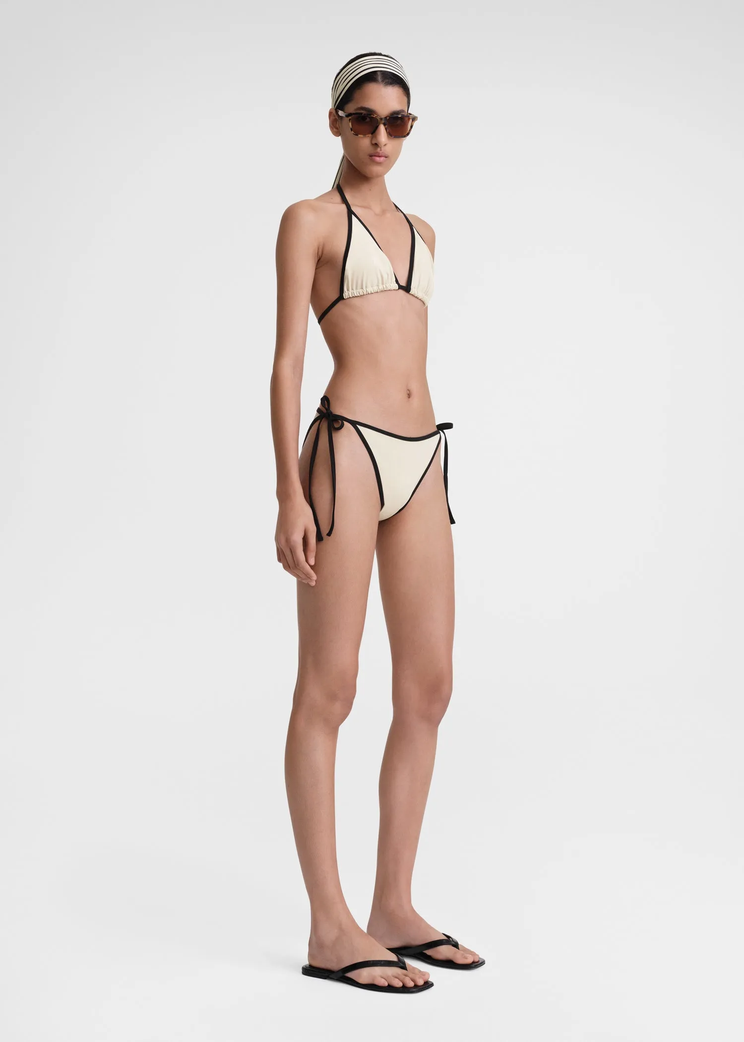 Stripe tie bikini bottoms light hay