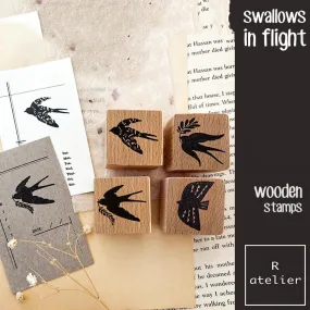 Swallows in Flight Scrapbooking Wooden Stamps