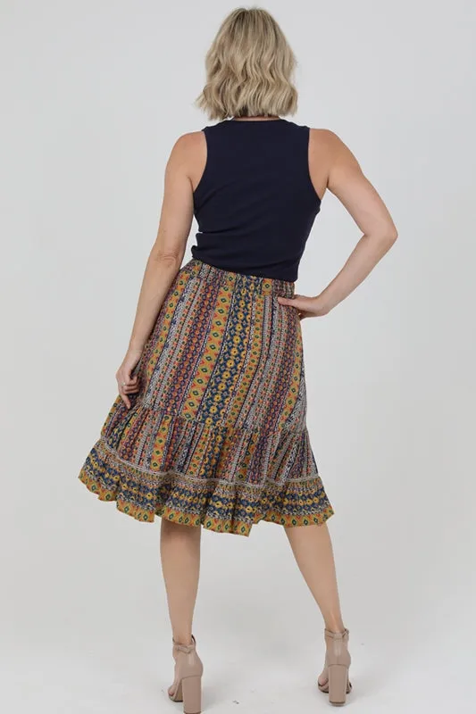 Sweetheart Boho Skirt - Navy Multi