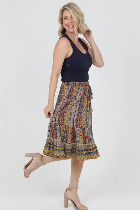 Sweetheart Boho Skirt - Navy Multi