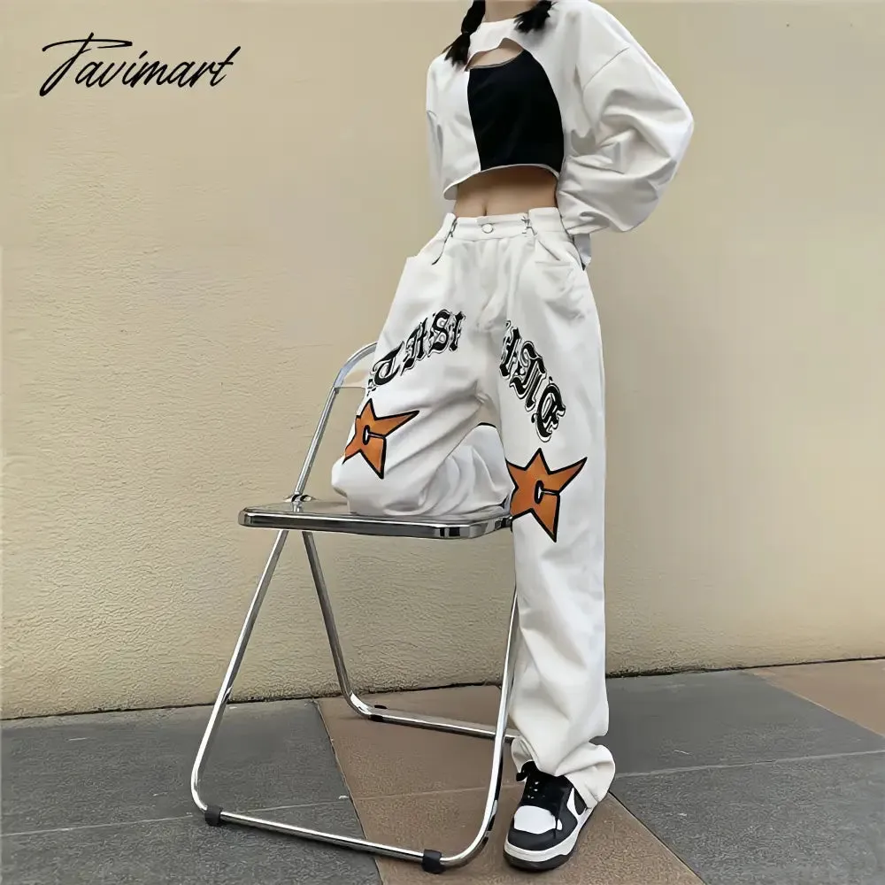 Tavimart White New Jeans Women Y2k Baggy Hippie Pants  Boyfriend Style Vintage High Waist Versatile Straight Leg Mopping Casual Trousers