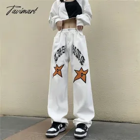 Tavimart White New Jeans Women Y2k Baggy Hippie Pants  Boyfriend Style Vintage High Waist Versatile Straight Leg Mopping Casual Trousers