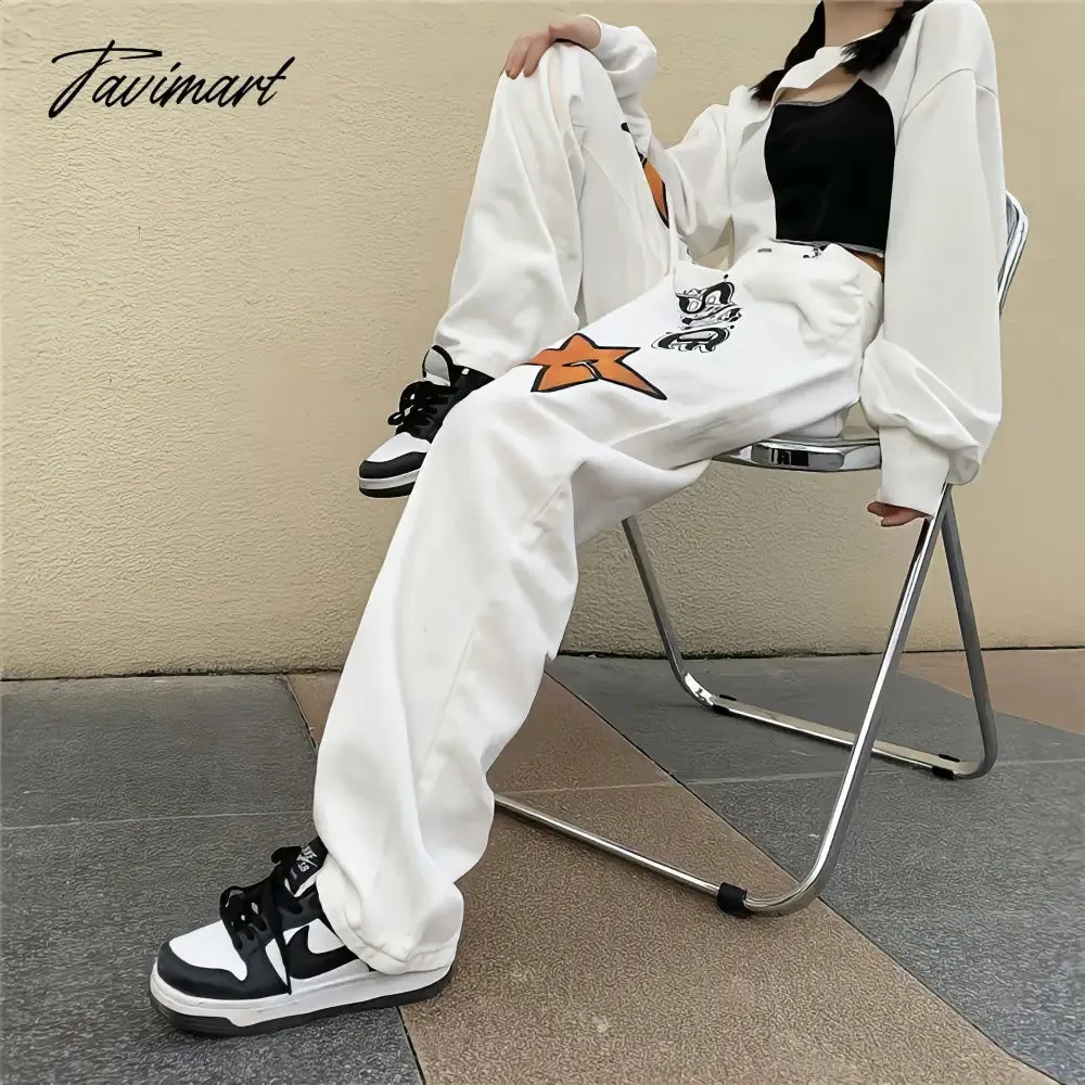 Tavimart White New Jeans Women Y2k Baggy Hippie Pants  Boyfriend Style Vintage High Waist Versatile Straight Leg Mopping Casual Trousers