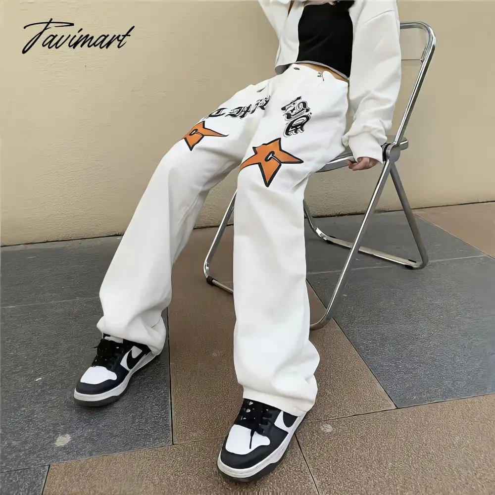 Tavimart White New Jeans Women Y2k Baggy Hippie Pants  Boyfriend Style Vintage High Waist Versatile Straight Leg Mopping Casual Trousers