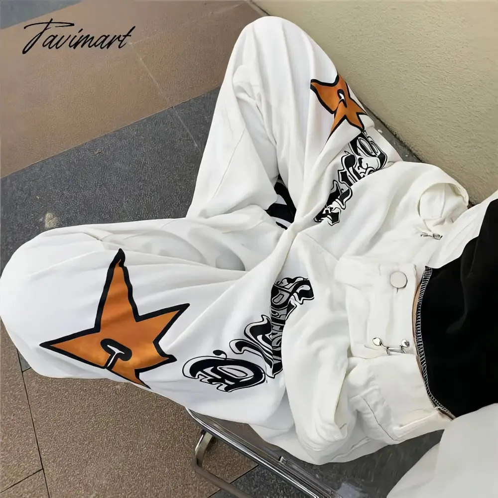 Tavimart White New Jeans Women Y2k Baggy Hippie Pants  Boyfriend Style Vintage High Waist Versatile Straight Leg Mopping Casual Trousers