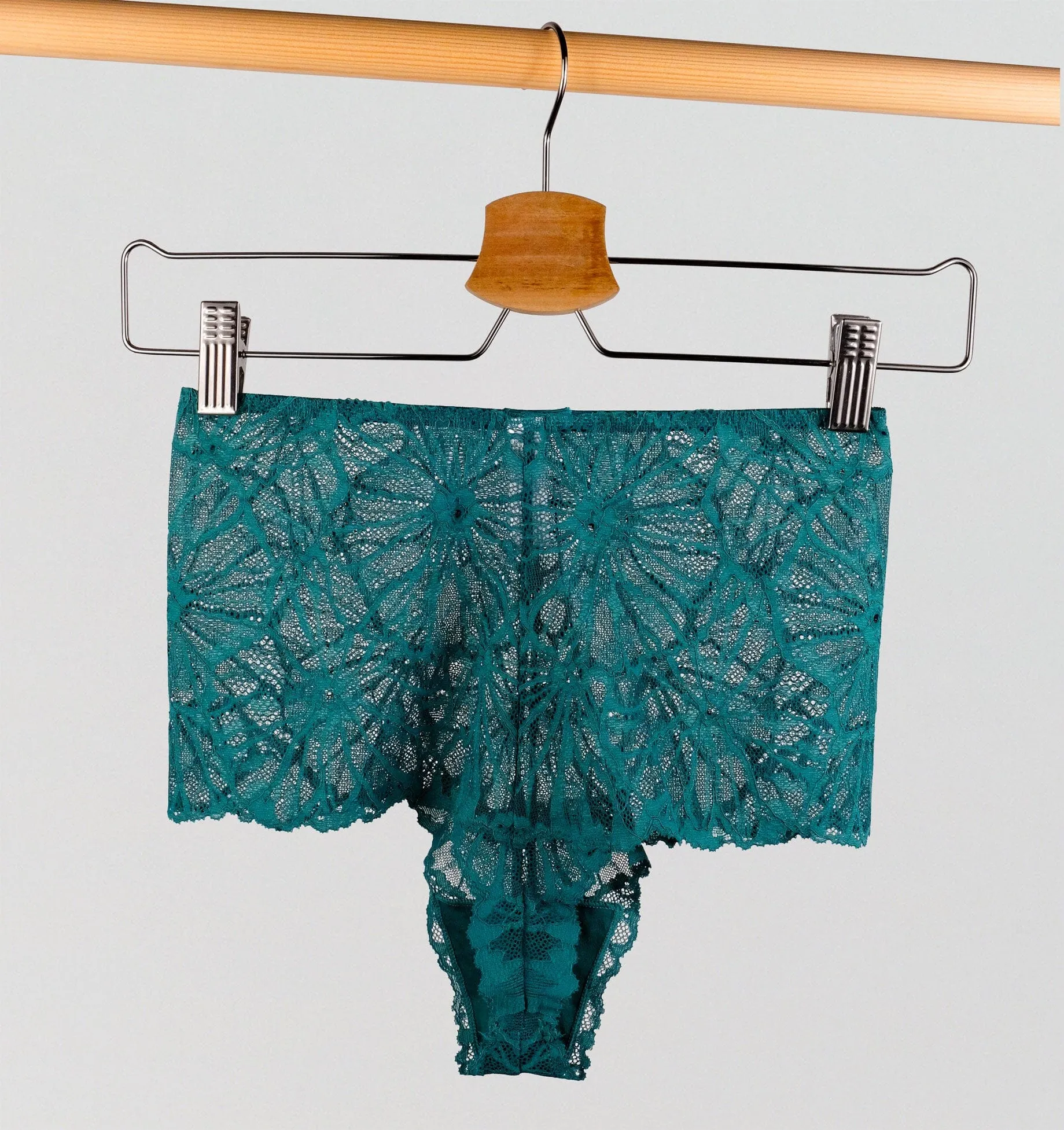 Teal lace & plum high waist tanga