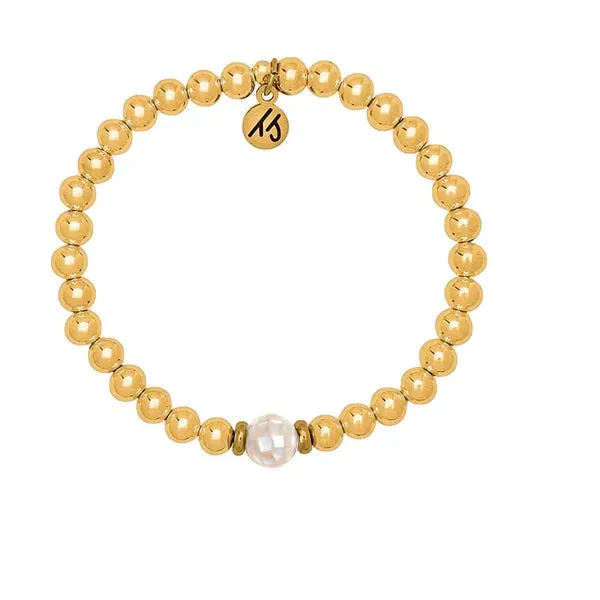 The Cape Bracelet - Gold Filled with White Shell Ball