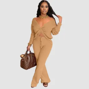 Thickened Ribbed Knit set