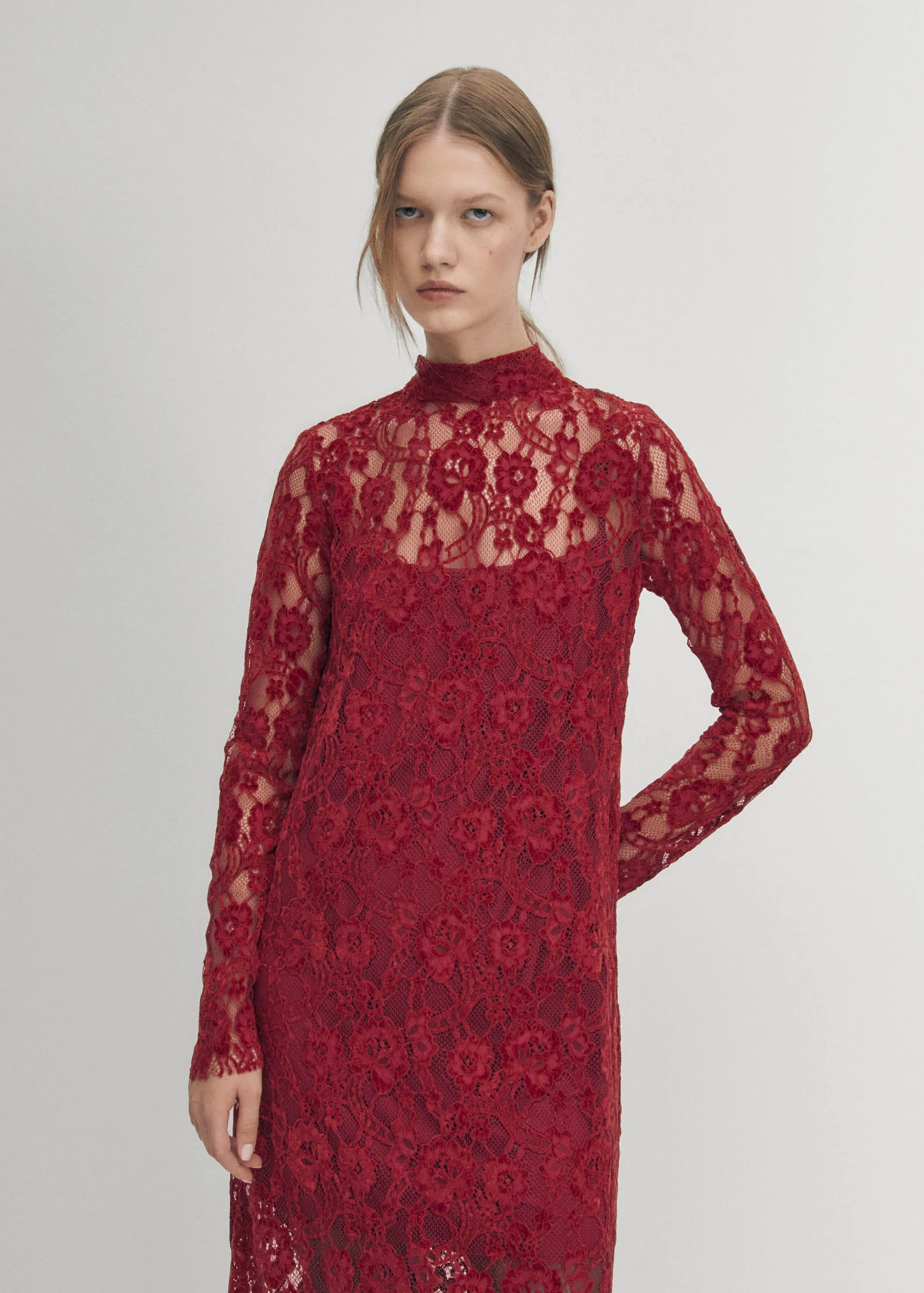 Tiban Lace Wine Dress