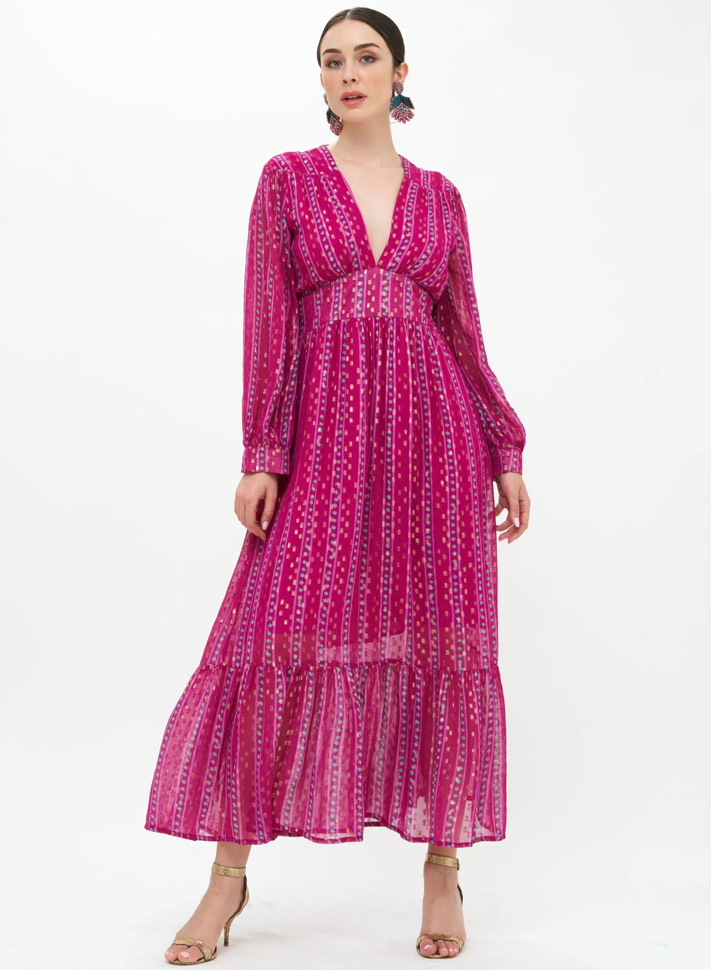 Tie Back Maxi Dress - Magenta Melrose