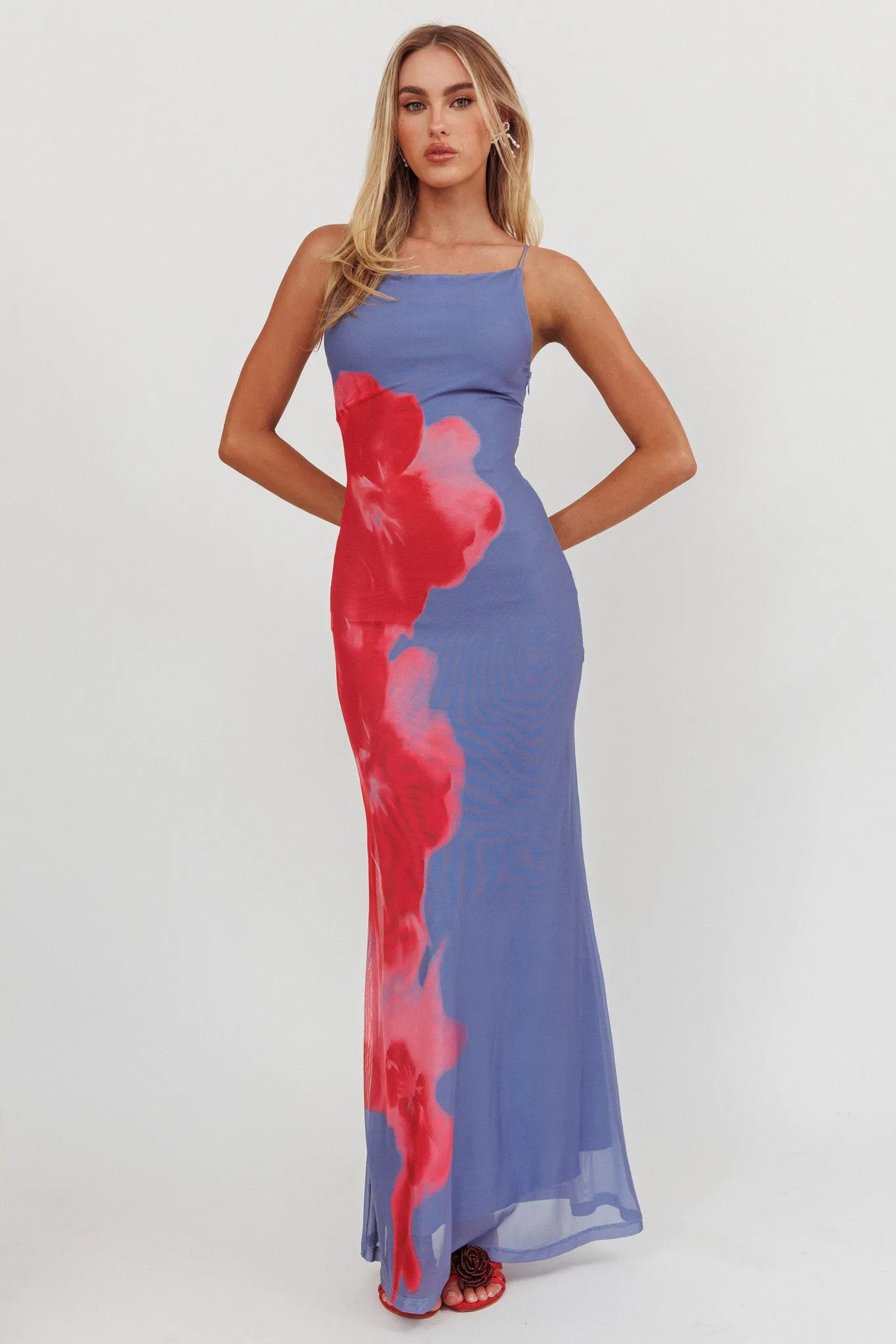 Unravel Floral Maxi Dress Blue