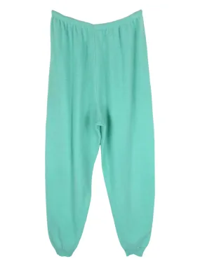 Vintage 90s Minimalist Loungewear Light Turquoise Solid Basic Jogger Legging Pants with Elasticated Waist & Ankle | Size M