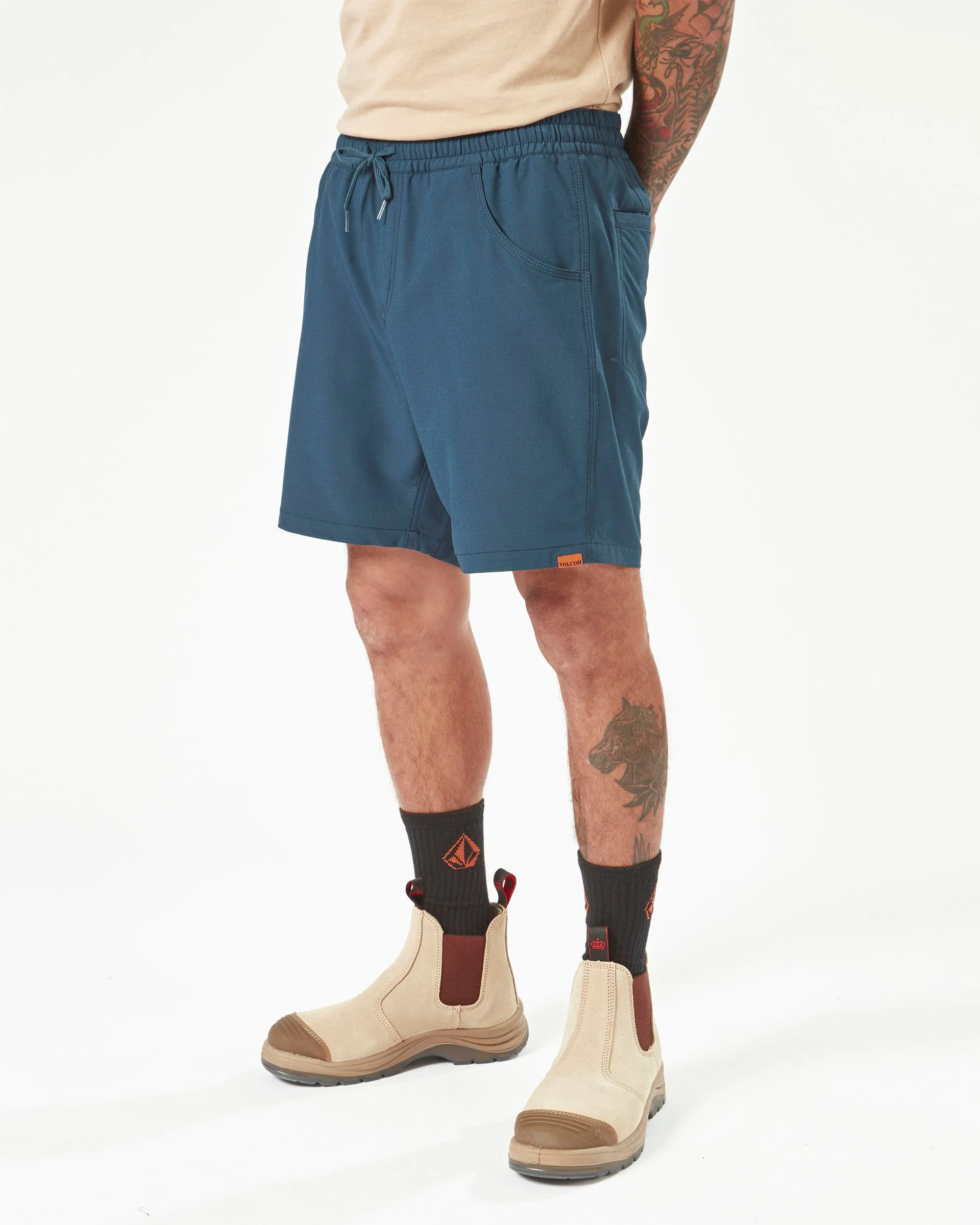 Volcom Workwear Slab Elastic Waist Hybrid Shorts - Navy