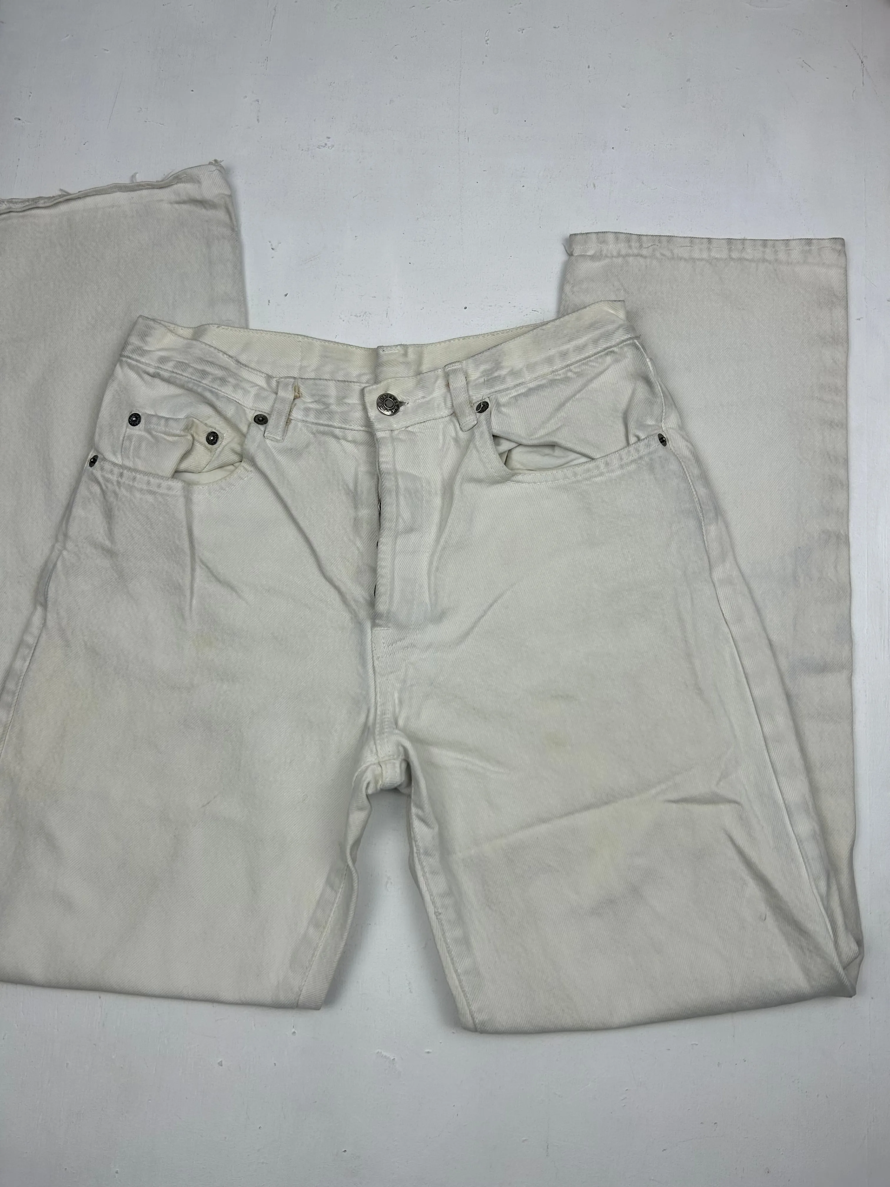 White cream high waist 90s denim pants (S)