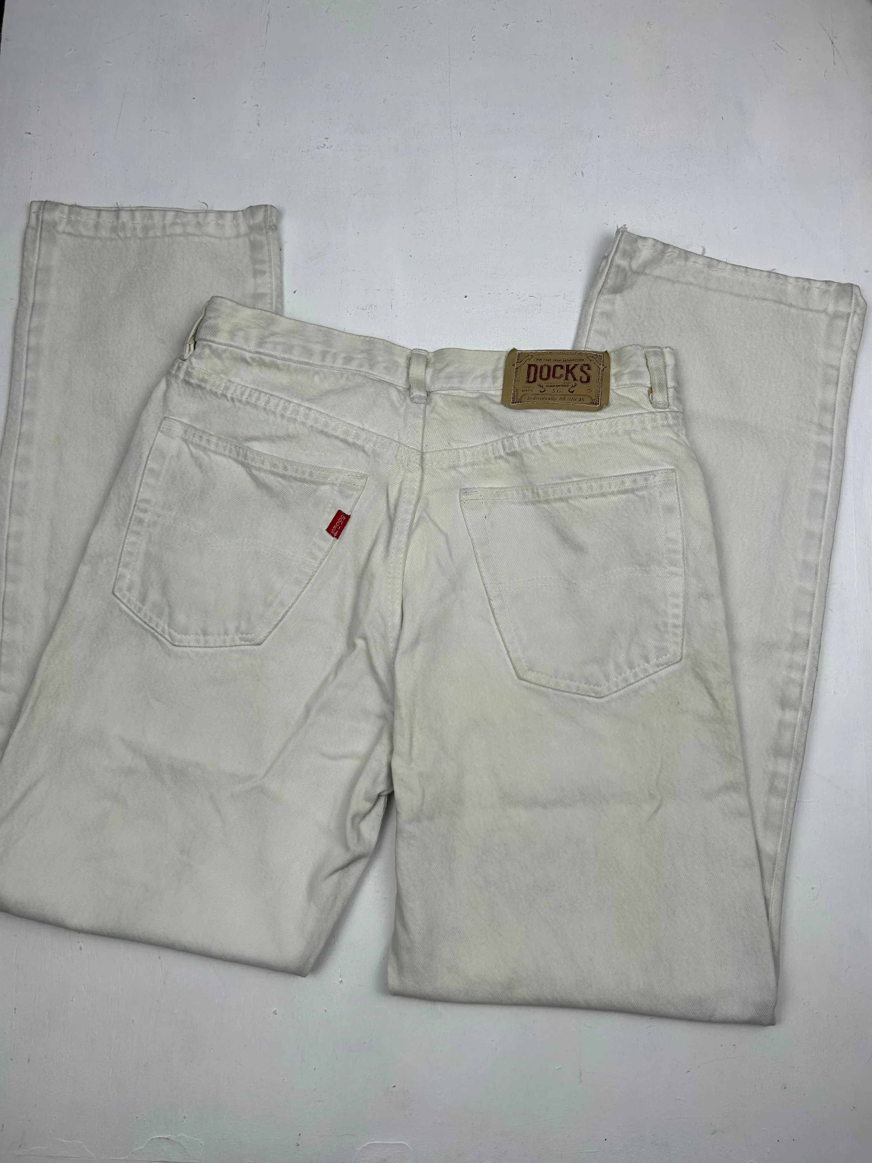 White cream high waist 90s denim pants (S)