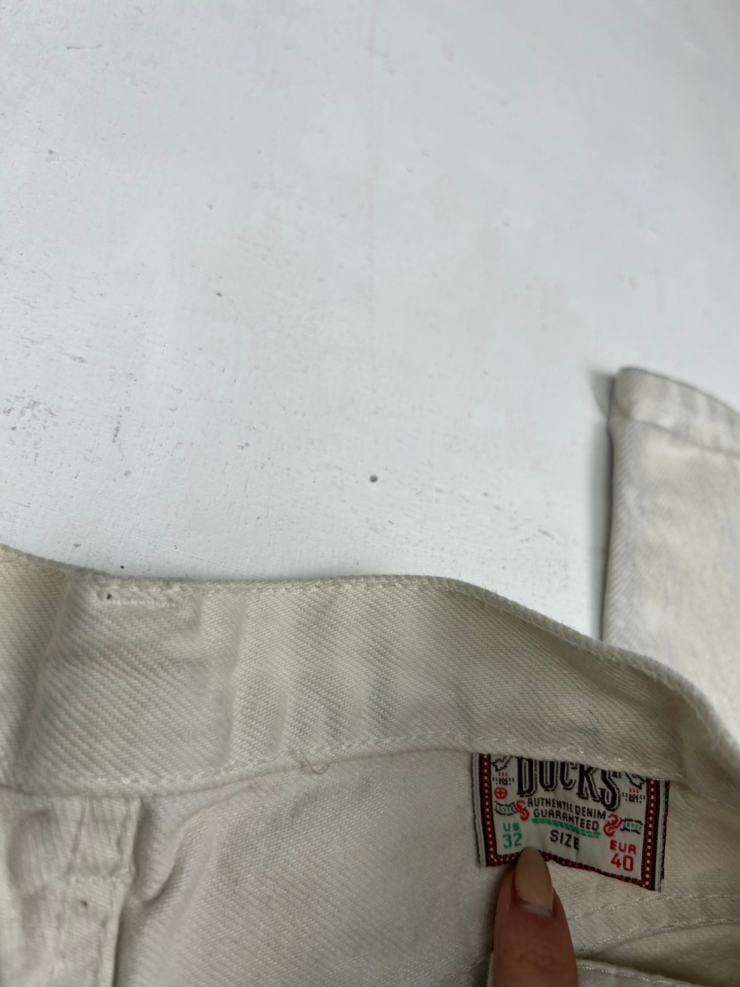 White cream high waist 90s denim pants (S)