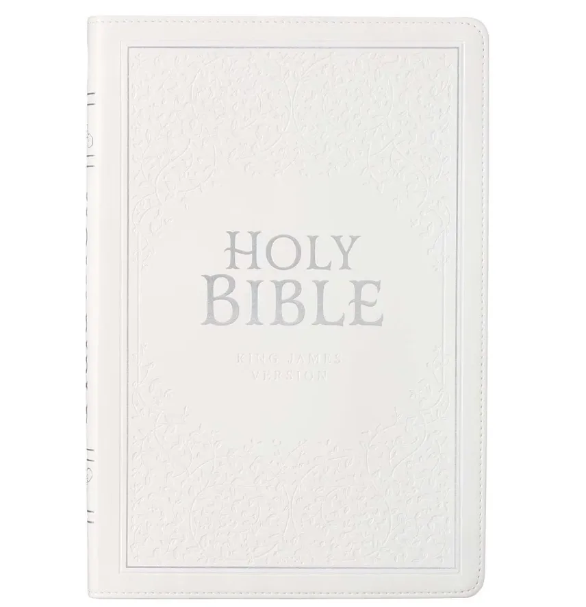 White Faux Leather Large Print Thinline King James Version Bible with Thumb Index