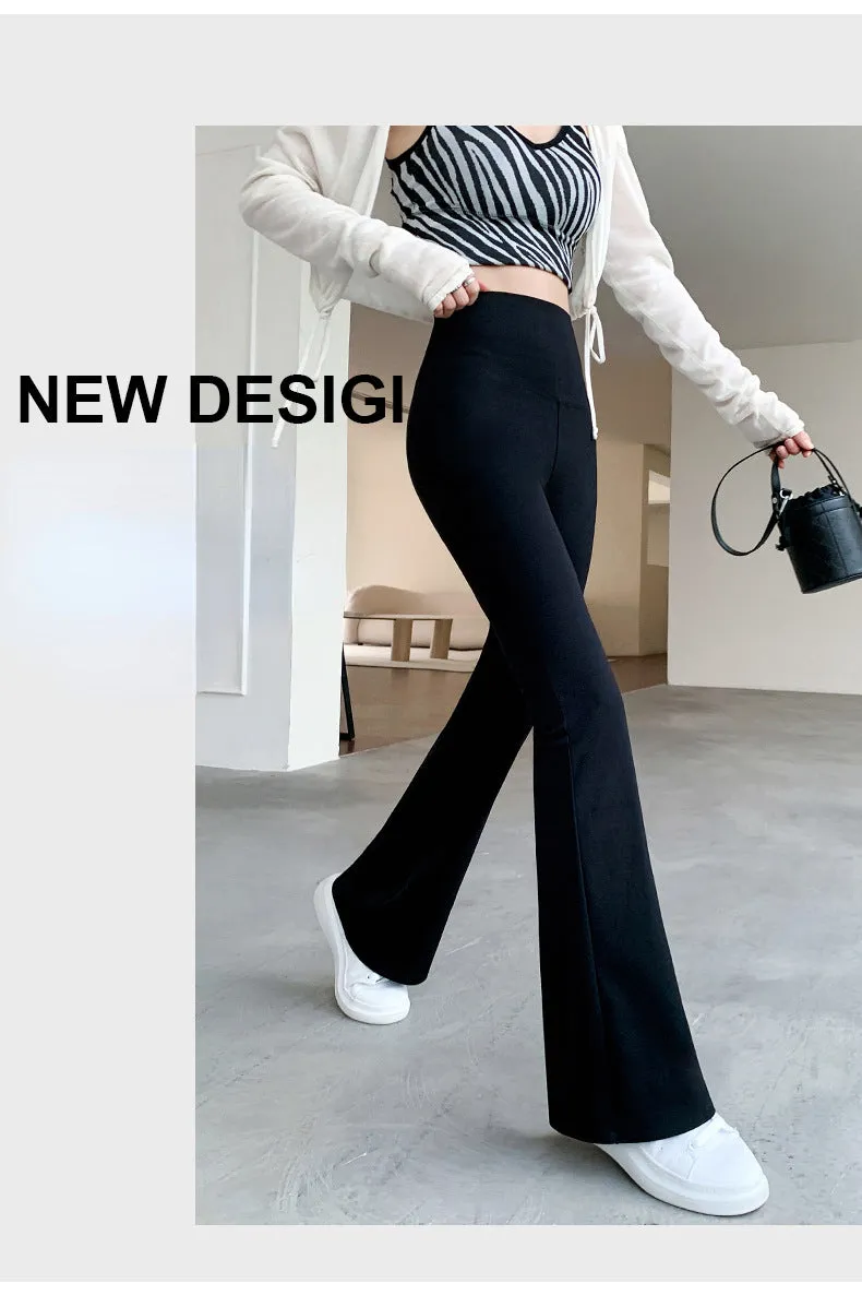 Women Flare Pants Slim High Waist Solid Sexy Shark Flare Pants Fashion Casual Streetwear Elastic Butt Lift Skinny Leggings