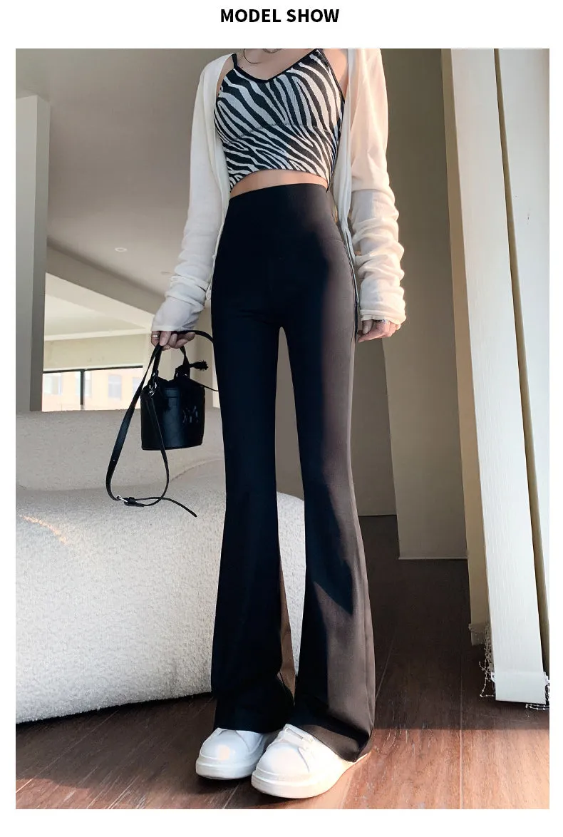 Women Flare Pants Slim High Waist Solid Sexy Shark Flare Pants Fashion Casual Streetwear Elastic Butt Lift Skinny Leggings